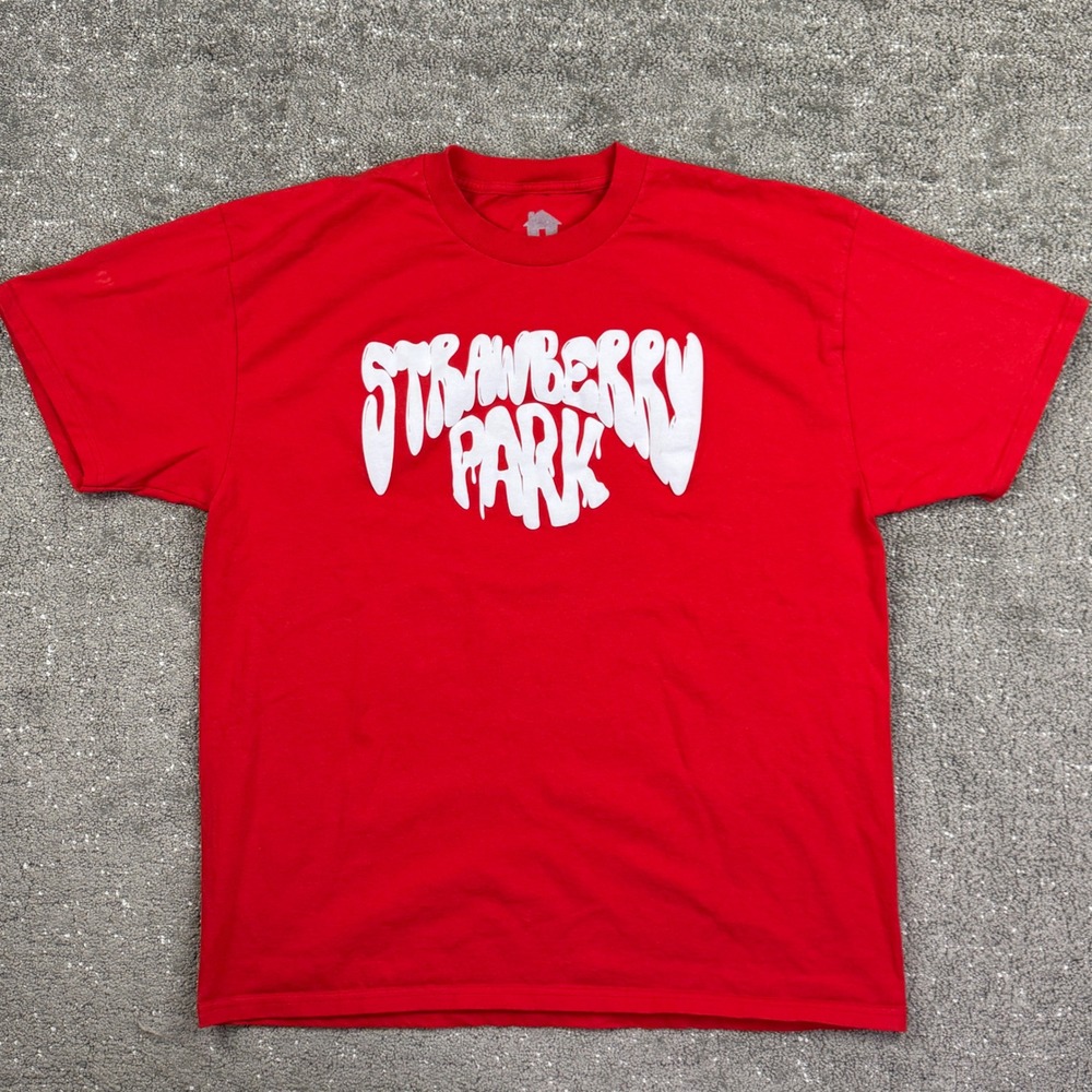 Strawberry Park LA Streetwear Logo Graphic T Shirt XL Red Cotton Oversized USA